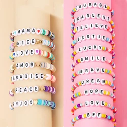 Fashion Children Letter Beaded Bracelet Colored Clay Charm Rope Chain Energy Bracelet DIY New Jewelry 2023 for Women Kids Gifts