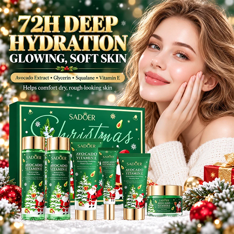 Christmas Gift Box 6-Piece Pomegranate Avocado Face Cream Set,Durable & Nourishing,Whitening & Moisturizing,Women Face Care Gift
