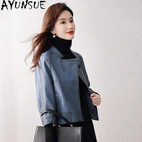 Super AYUNSUE Veste en cuir véritable pour femme, Manteau en peau de mouton véritable, Respzed Female, CombRopa Mujer, Qualité