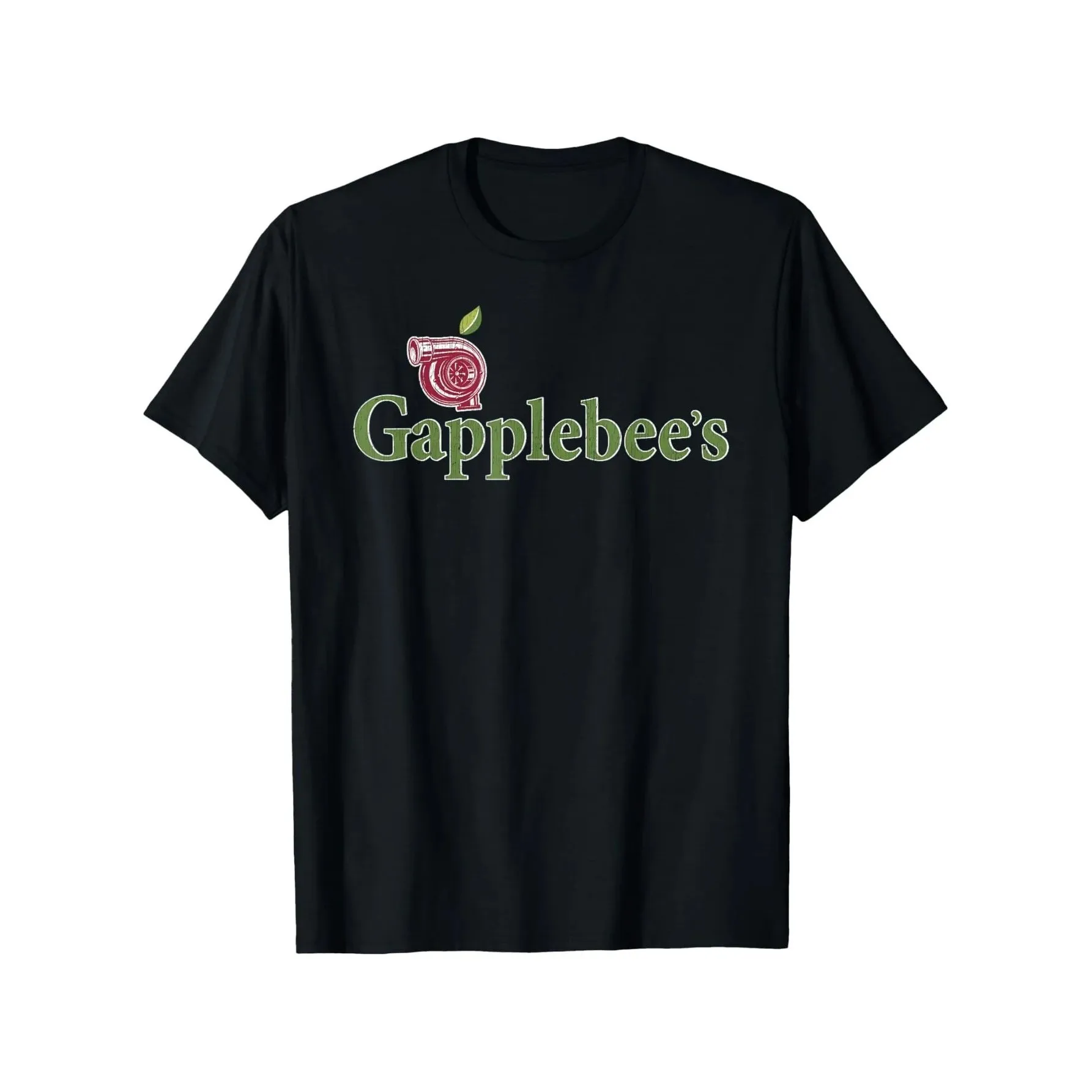 

Gapplebee Turbo Apple Car Graphic Tee Men's Retro Short Sleeve Crewneck T-Shirt