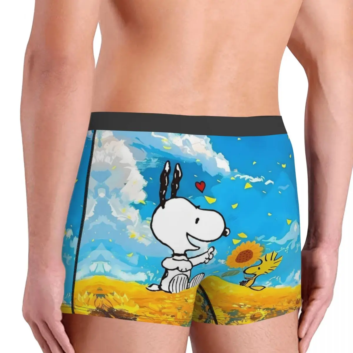 مخصص S-Snoopys الملابس الداخلية الرجال تمتد لطيف الكرتون الفول السوداني موضة مطبوعة سراويل بوكسر السراويل سراويل لينة السروال للذكور