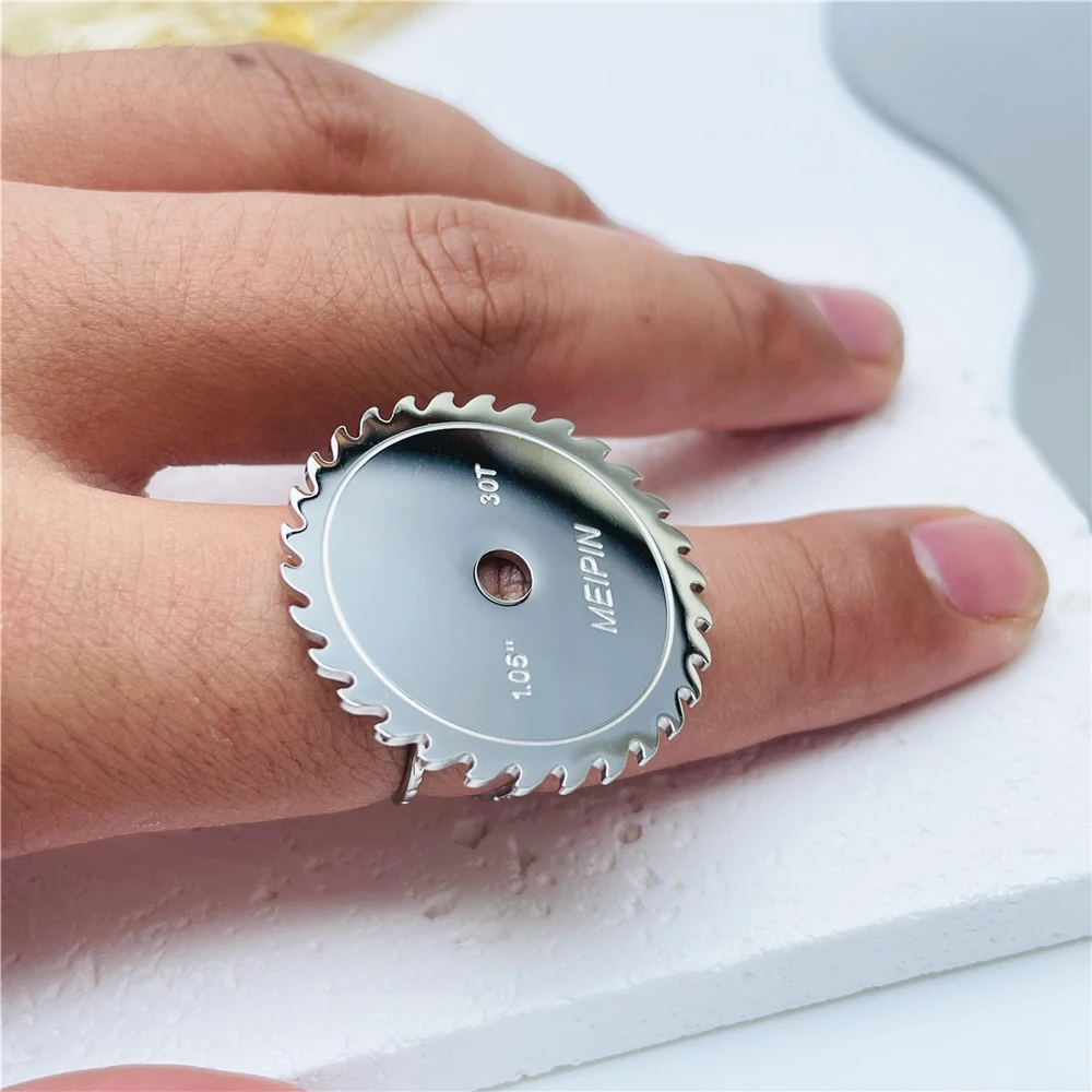 MEIPIN-Anel Aberto Redondo de Aço Inoxidável para Homens e Mulheres, Cor Prata, Punk, Simples, Roupa Diária, Presente de Aniversário