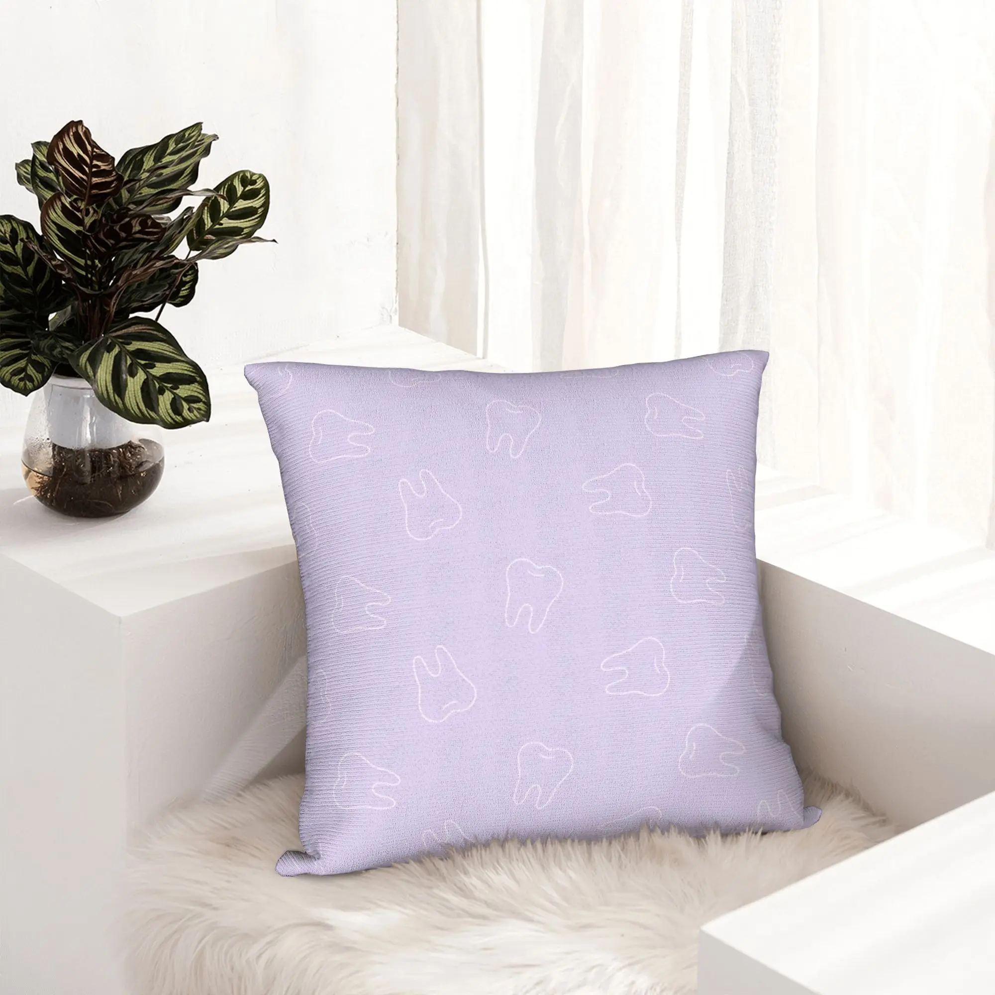 Tooth Party Purple Throw Pillow Case for Sofa  Luxury Cushion Cover Velvet Pillowcase