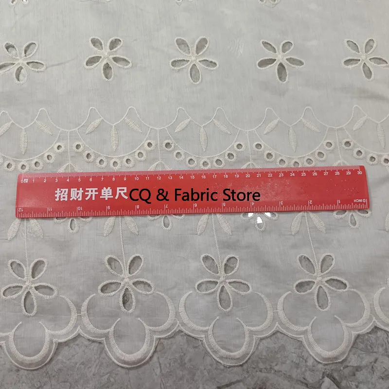 ผ้าฝ้ายปักลายฉลุทำมือ กว้าง 130 ซม. สำหรับตัดเย็บเสื้อผ้า ชุดเดรส และของตกแต่งบ้าน