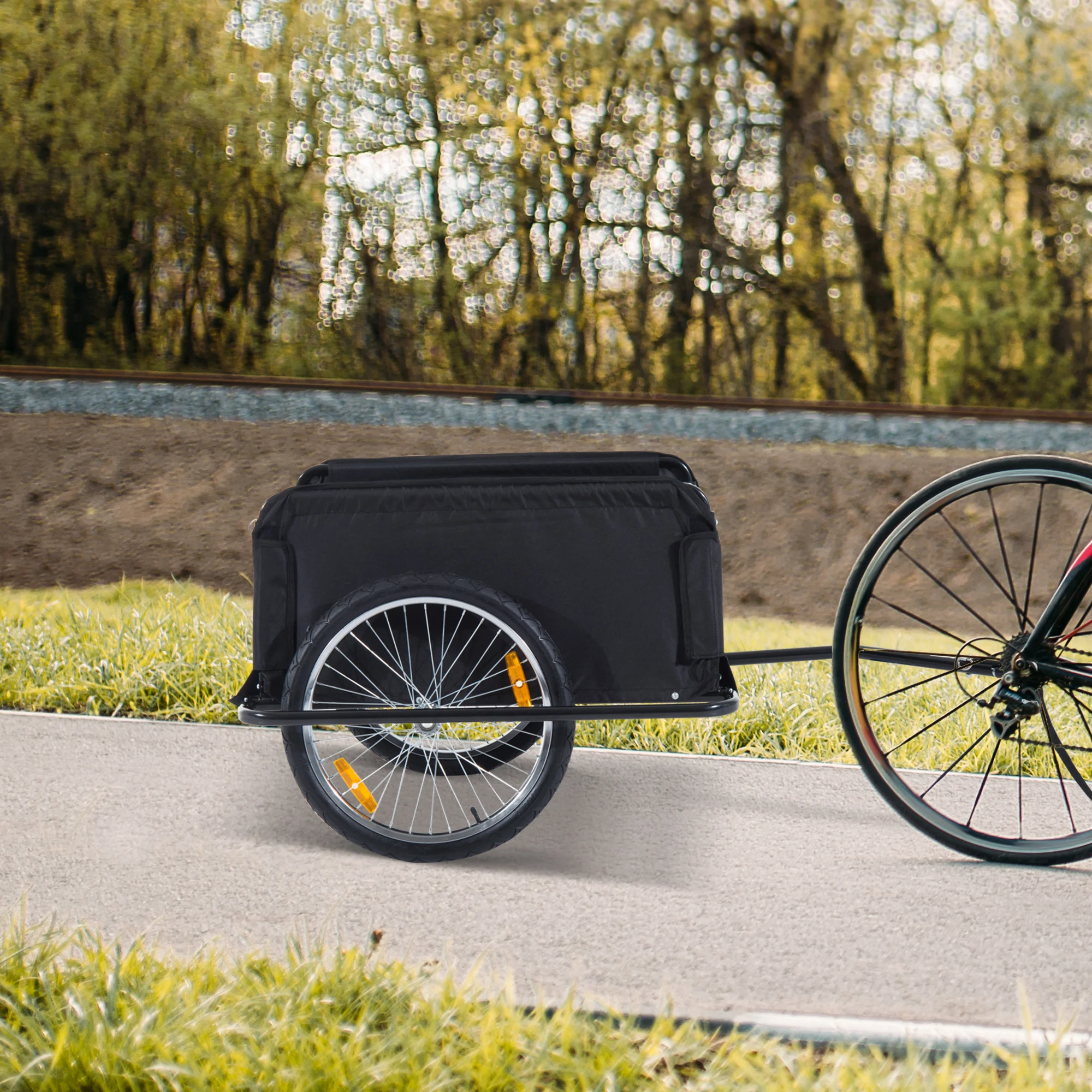 Aosom Elite Two-Wheel Bicycle Large Cargo Wagon Trailer with Folding Storage