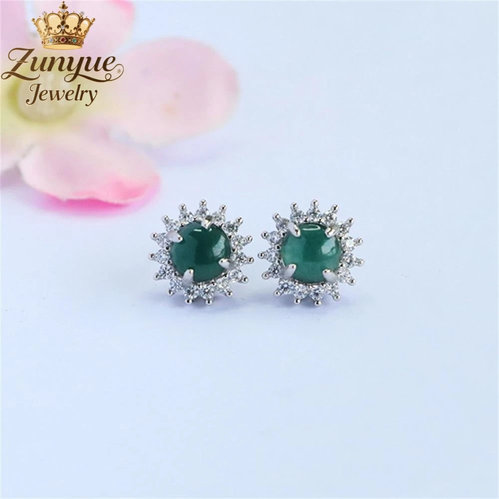 

Natural A-Grade Jadeite Blue Water Jade Starlight Stud Earrings Luxury Quality Jewelry Fashion Jewelry Exquisite Elegant Charms