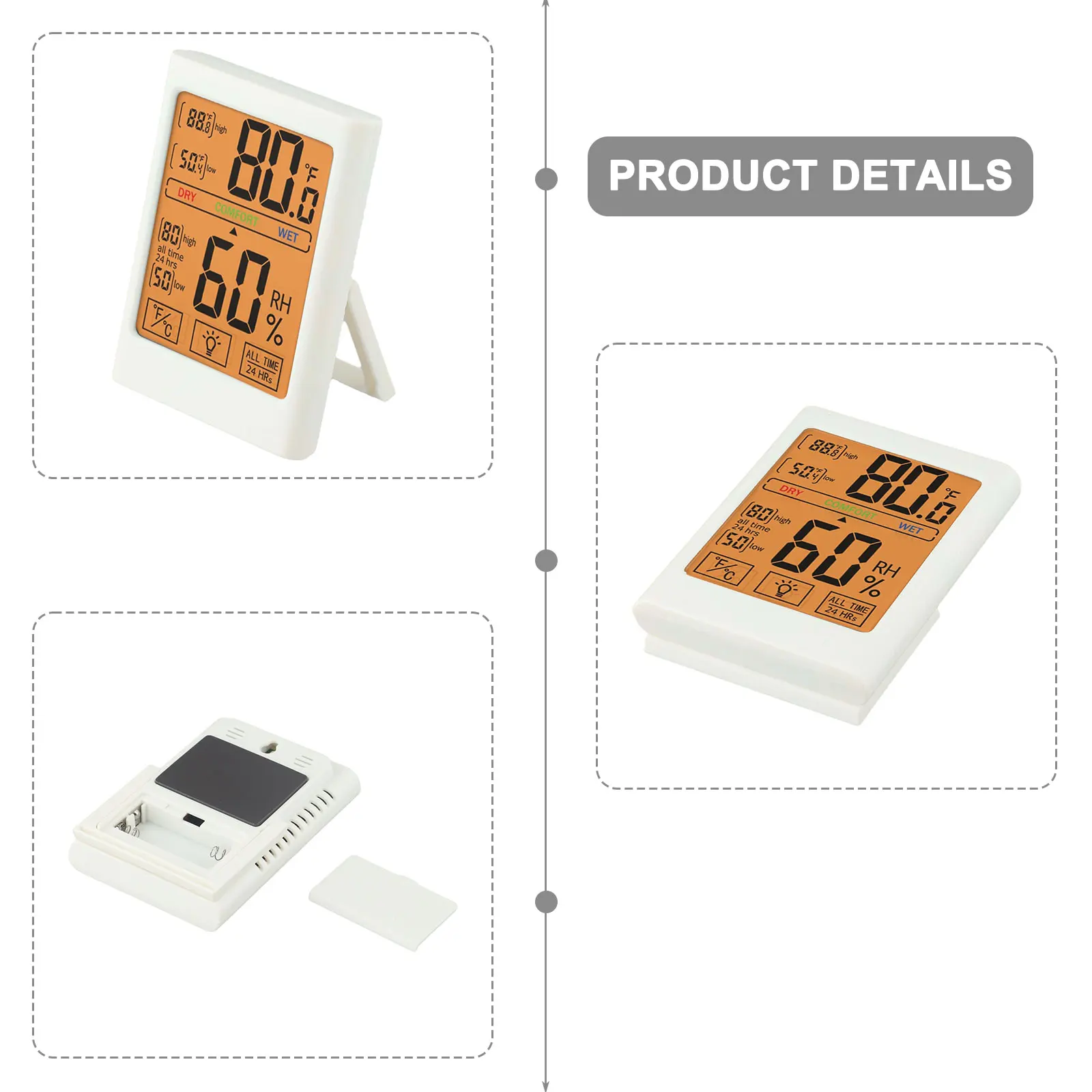 Touchscreen Digital Thermometer Hygrometer with Large Backlit Display for Easy Reading of Temperature and Humidity Levels