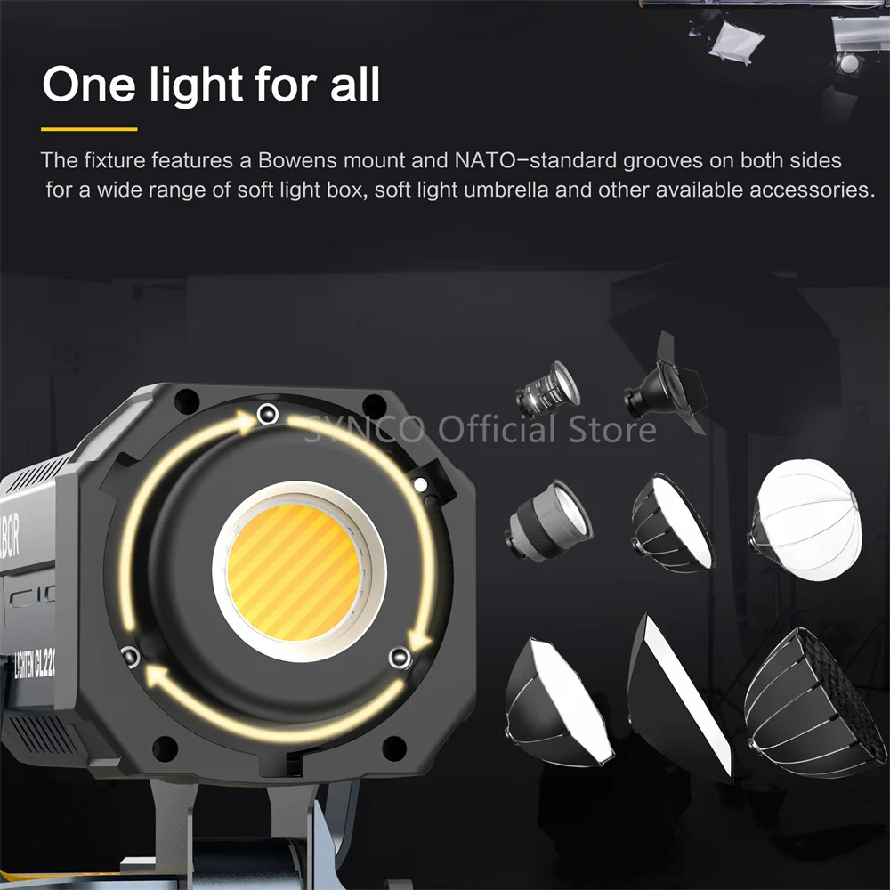 Synco COLBOR 200W Photography Lighting COB Video Light CL220 for Live Streaming CRI97 Bi-Color 2700-6500K Studio Lamp Vlog Photo