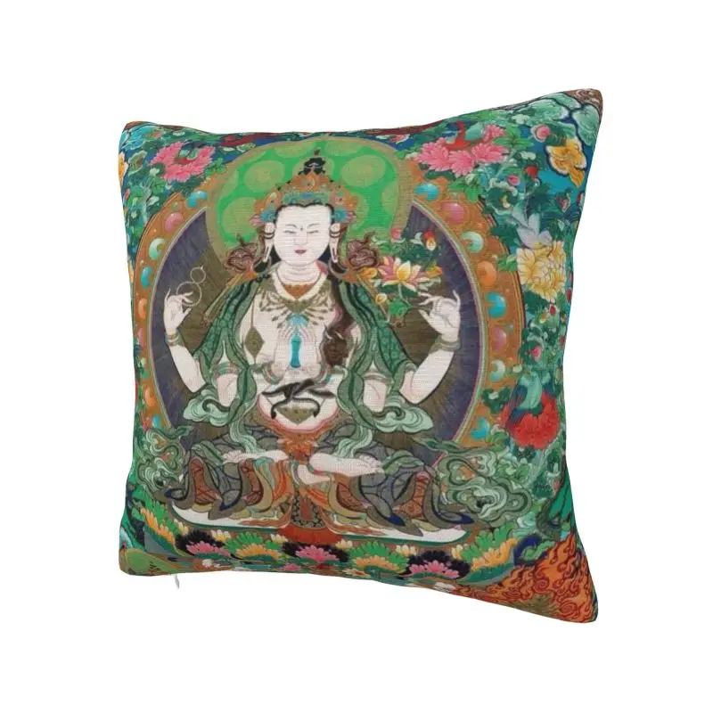 Custom Buddhist Thangka Art Nordic Throw Pillow Cover Living Room Decoration Buddha Buddhism Mystical Meditation Cushion