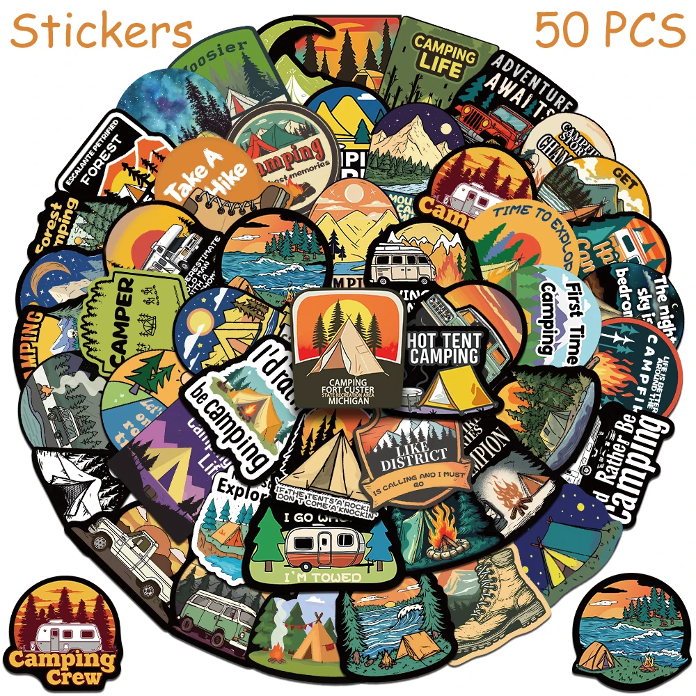 50/100 stücke Cartoon Camping Aufkleber Aufkleber Für Telefon Laptop Sammelalbum Gepäck Kühlschrank DIY Graffiti Ästhetische Aufkleber – Detail 14