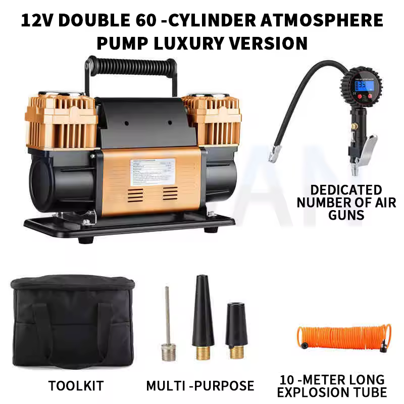 12V Double Cylinder Air Compressor Vehicle Car Inflator Off Road High Pressure Tire Inflators Household Commercial Car Air Pumps