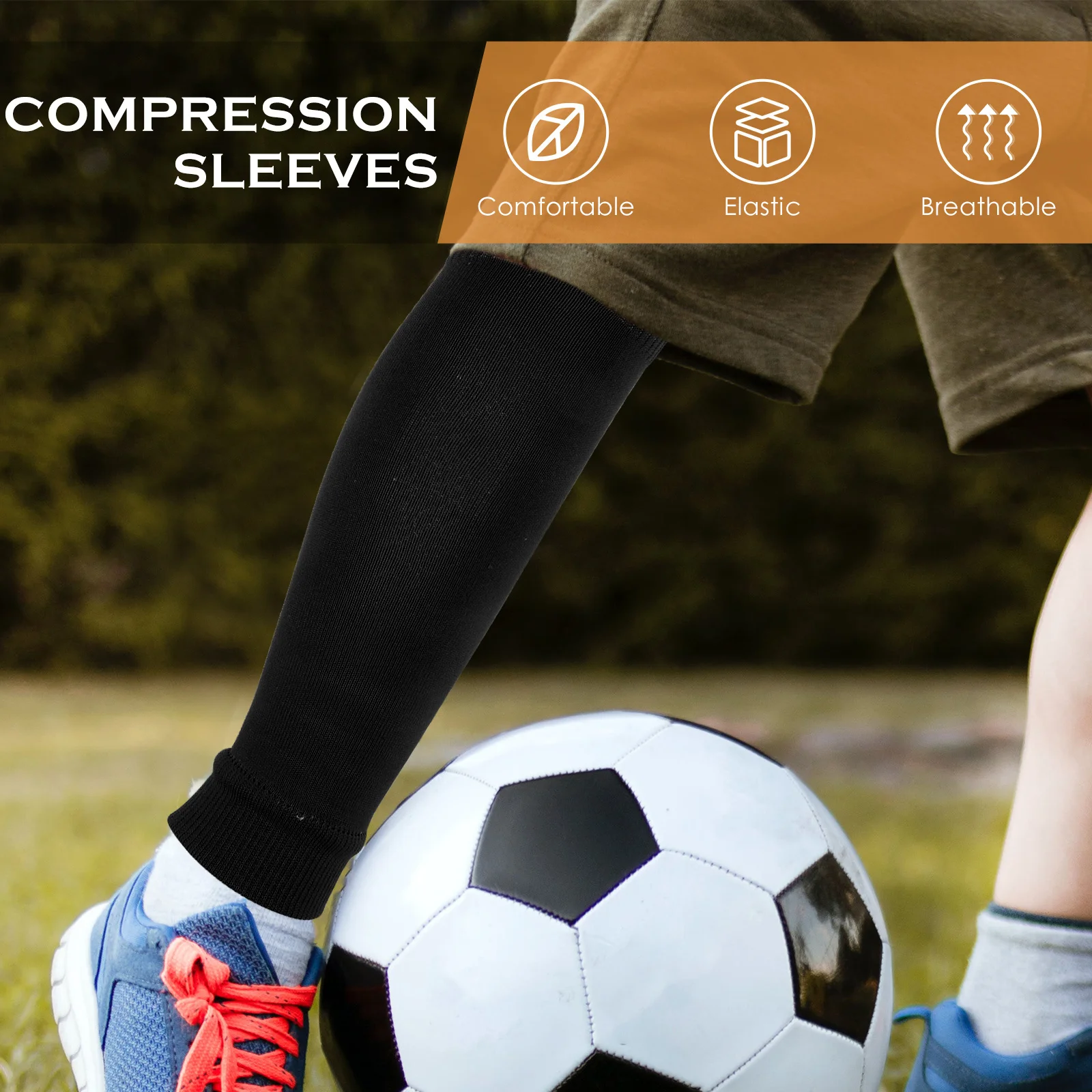 

1Pair Calf Compression Sleeves Elastic Breathable Footless Leg Warmers for Running Sports Outdoor Activities Soccer Socks