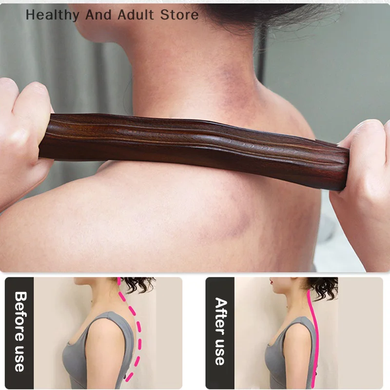 1PC Massage Guasha Scraping Stick Tools Back Shoulder Neck Waist Leg Massager Tools Natural Wood Fast Gua Sha