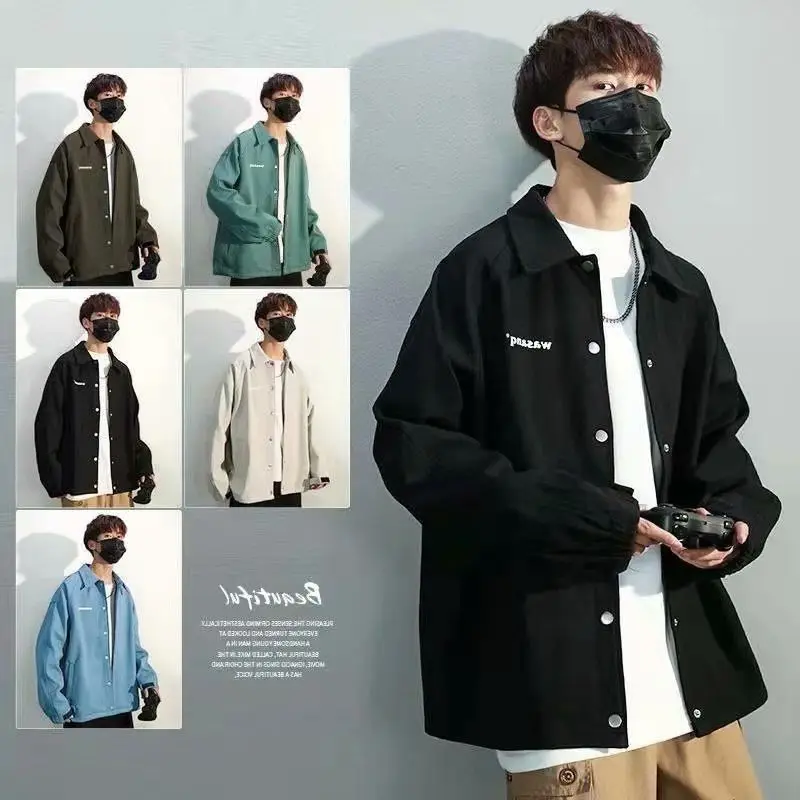 

Casual Baseball Sle Men's Jaet Spring Autumn New Faion Workwear Coat Outerwear Long Sve Polyester Blend Thiened