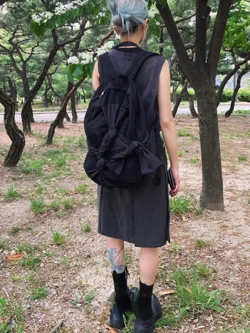 Mochila japonesa Harajuku con lazo anudado para mujer, mochilas escolares de moda para mujer, mochilas de viaje de alta capacidad para niña