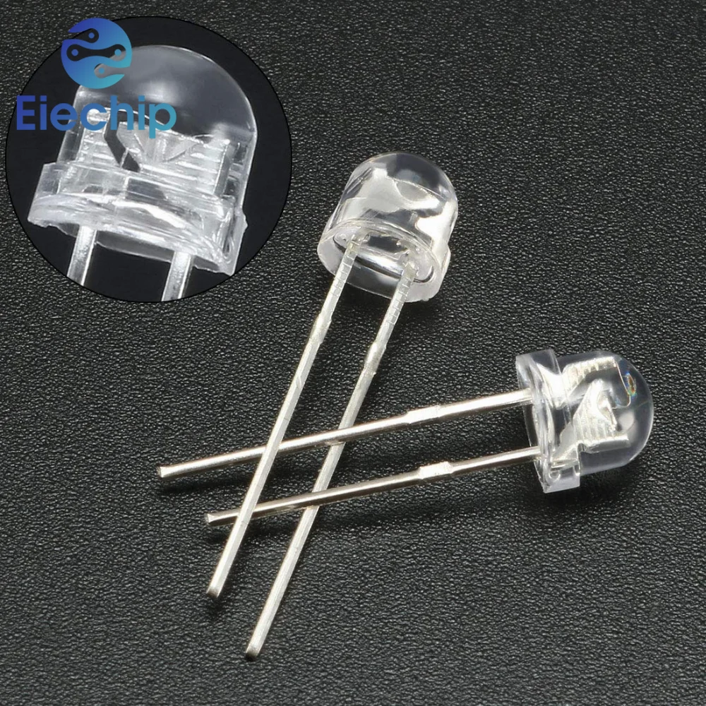 10PCS 8mm LED Diode Straw Hat Clear Ultra Bright F8 0.75W/0.5W/0.3W Light White Emitting Diodes Lamps Electronics Components