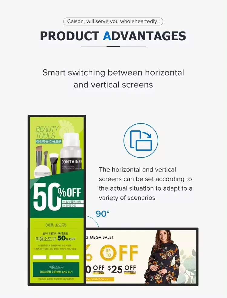 Monitor esticado do lcd da barra de 19.1 polegadas com 1920*360 ,300cd/m, ângulo de visão: 89/89/89/89, exibição da prateleira