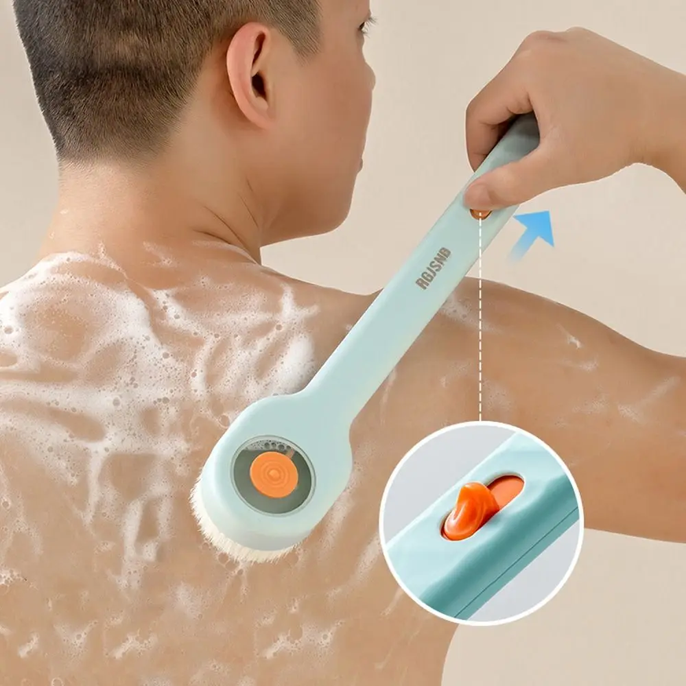 

Creative Long Handle Shower Brush Comfortable With Soap Dispenser Bath Brush Soft Hair Exfoliation Back Brush For Bathroom Home
