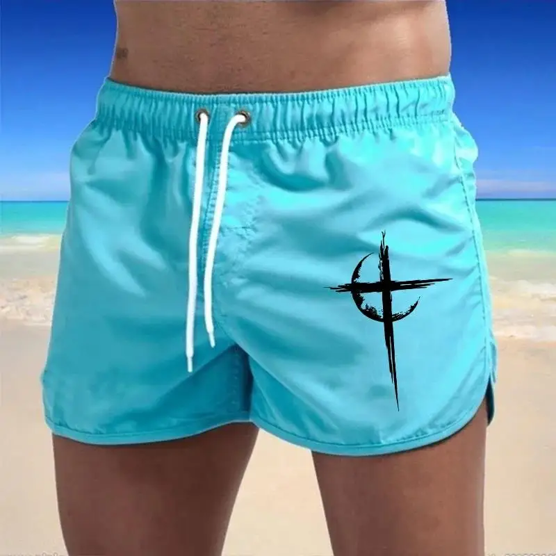 Quick Drying Men's Swimming Shorts Beach Trunks Summer Ventilate Drawstring 2026Fashion Casual Daily Sports Homme Surf Gym Pants