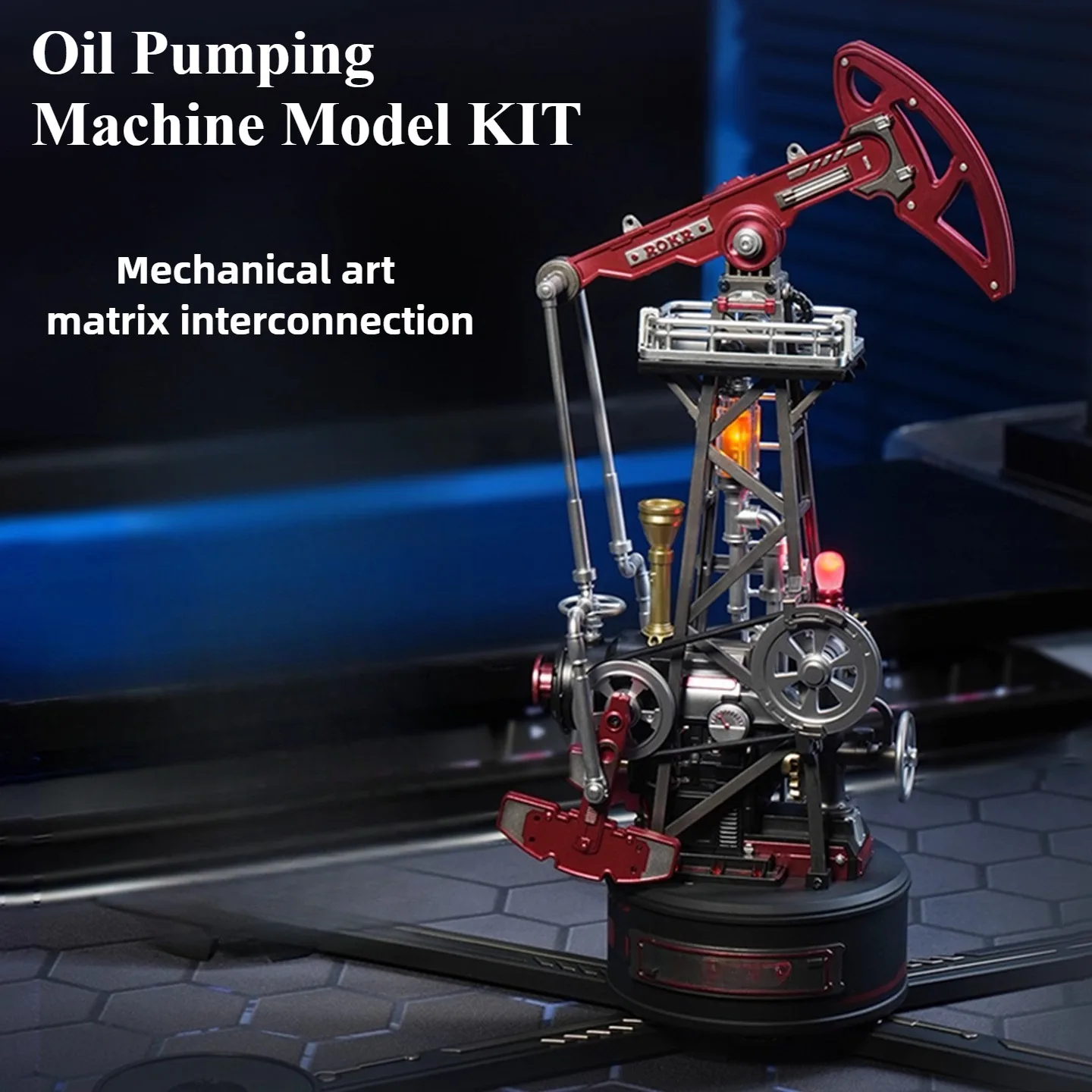

Oil Pumping Machine Model Assembly Kit 127PCS DIY Oil Rig Model with Lights Desktop Ornament Movable Model Assembly Kit Toy