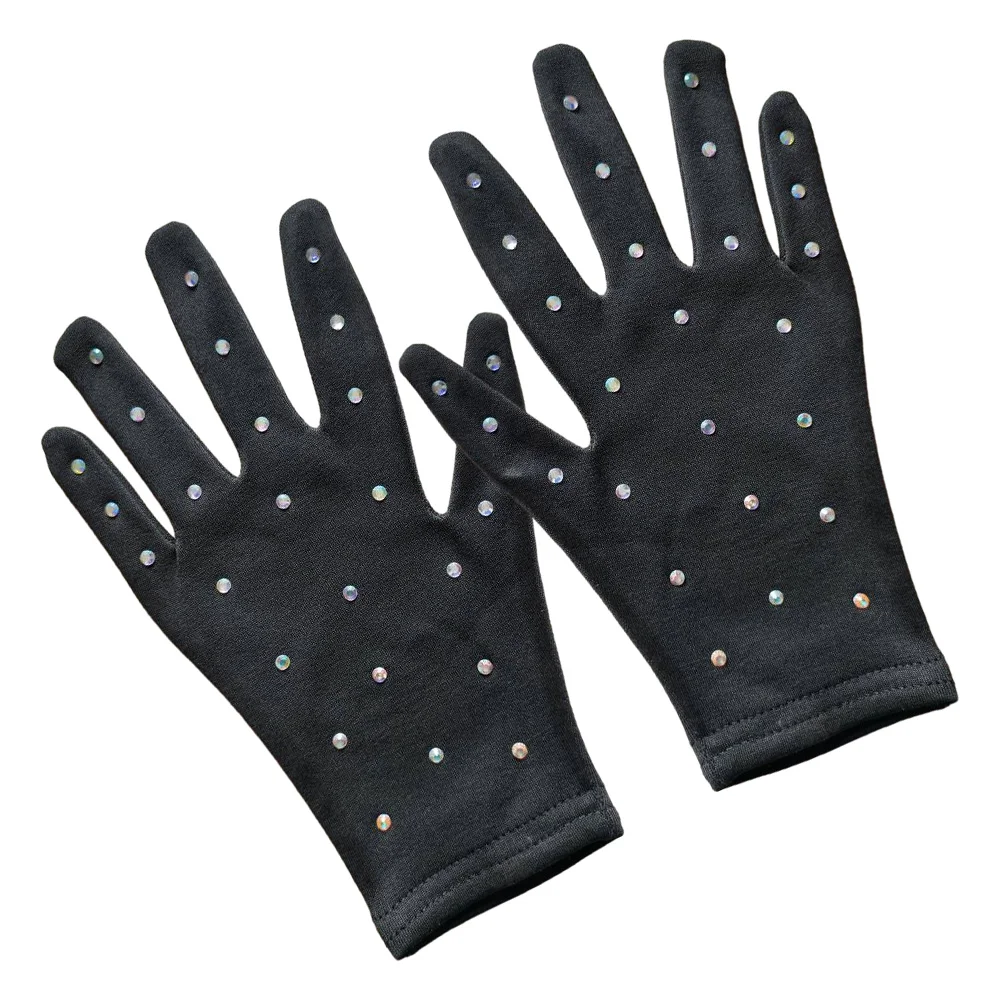 Guantes de patinaje fiesta dedo danza chica taladro caliente tela decorativa escenario infantil