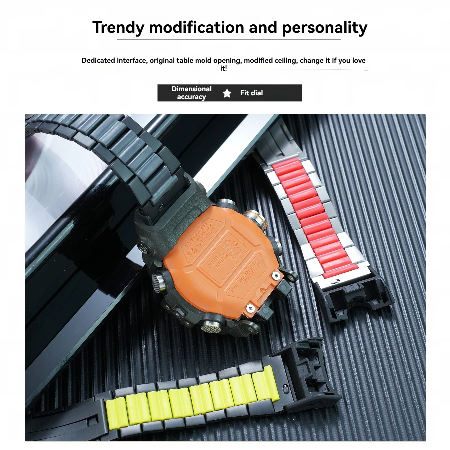 for G-SHOCK Casio GG-B100 sports strap, new Little Mud King third-generation modified elastic stainless steel watch band for men