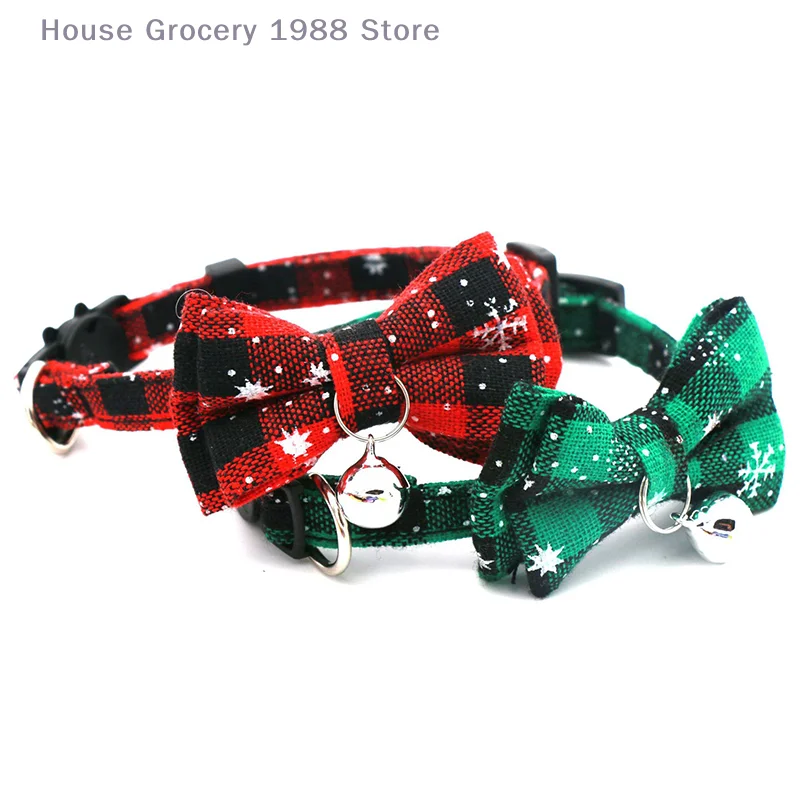 1 pc Christmas Mini Dog & Cat Collar Decoration Detachable Pet Collar Fashionable Exquisite Bow Pet Collar Pet Products