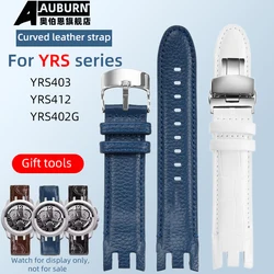 For Swatch YRS series white blue brown leather strap YRS403 412 402G curved end bands watch chain men's 21mm watch band bracelet