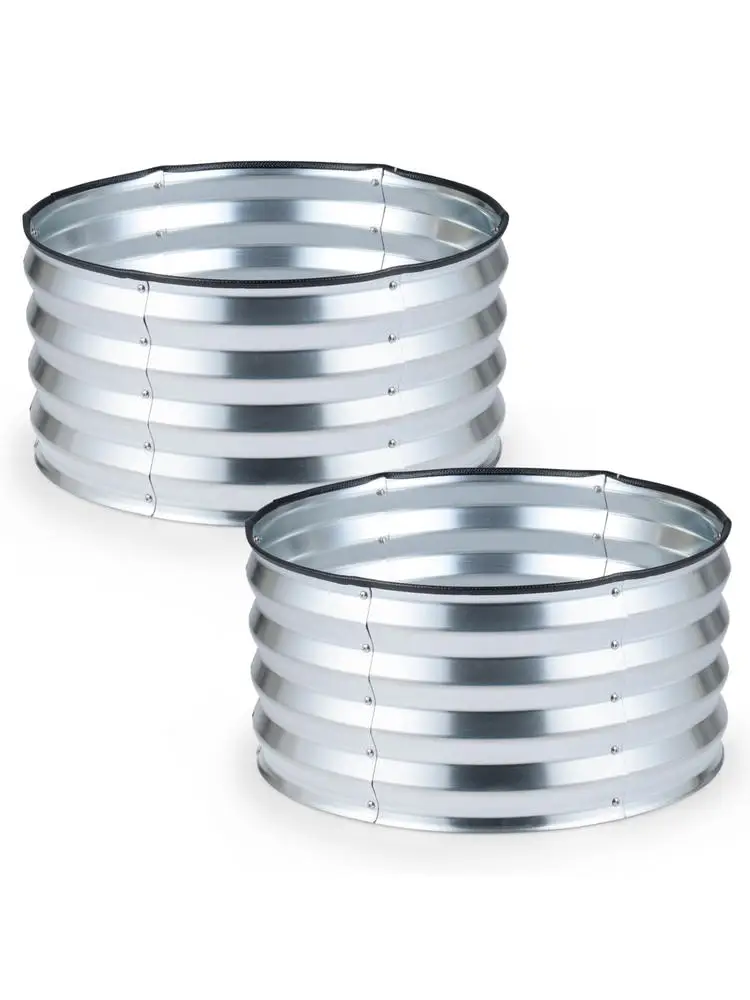 

2 Pack Galvanized Raised Garden Bed Kit with Open-Ended Base-Silver
