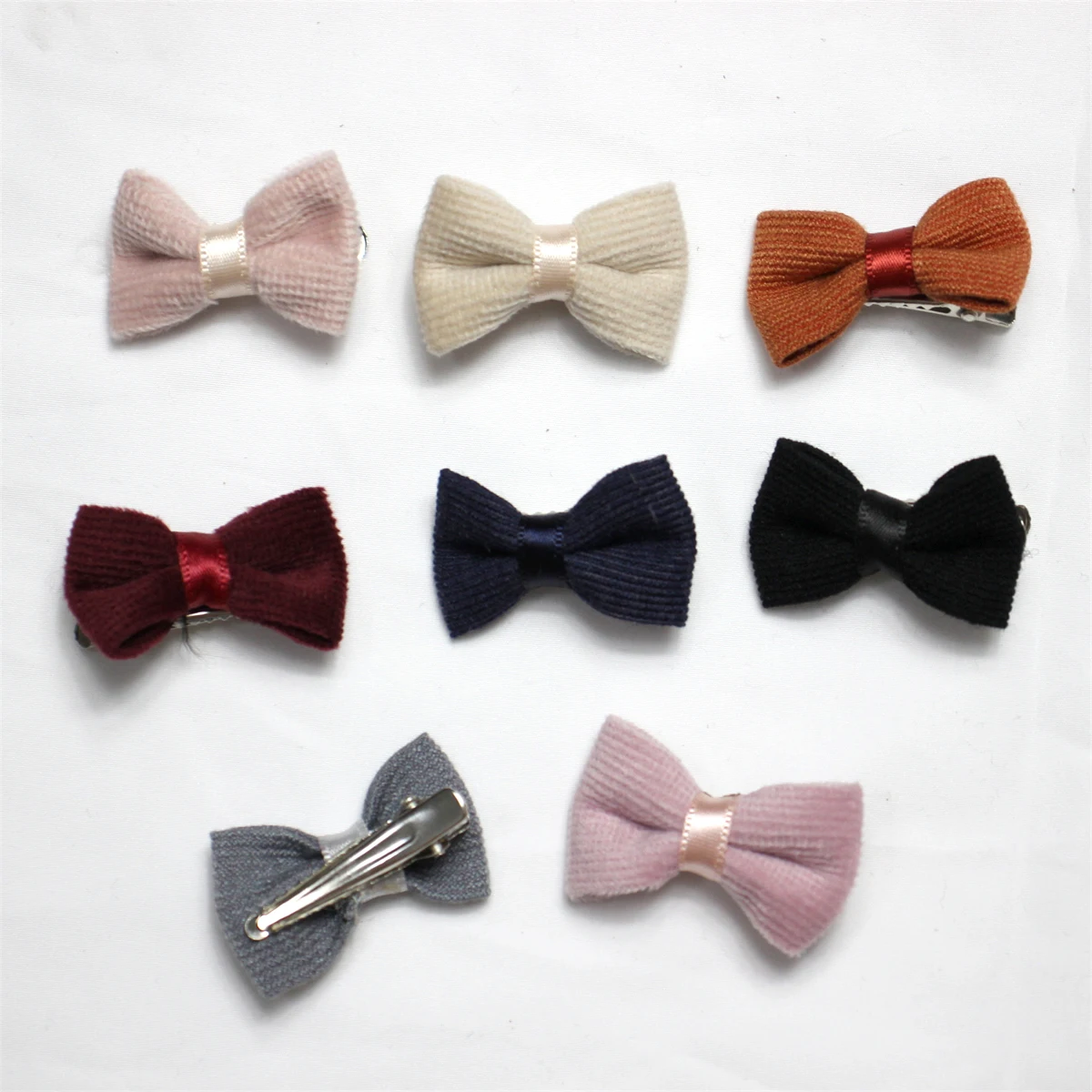 Velvet Ribbon Small Bow Hair Clip for Newborn Macarons Alloy Bobby Pin for Baby Girls Small Bow Hair Clip Kids Bowknot Barrettes