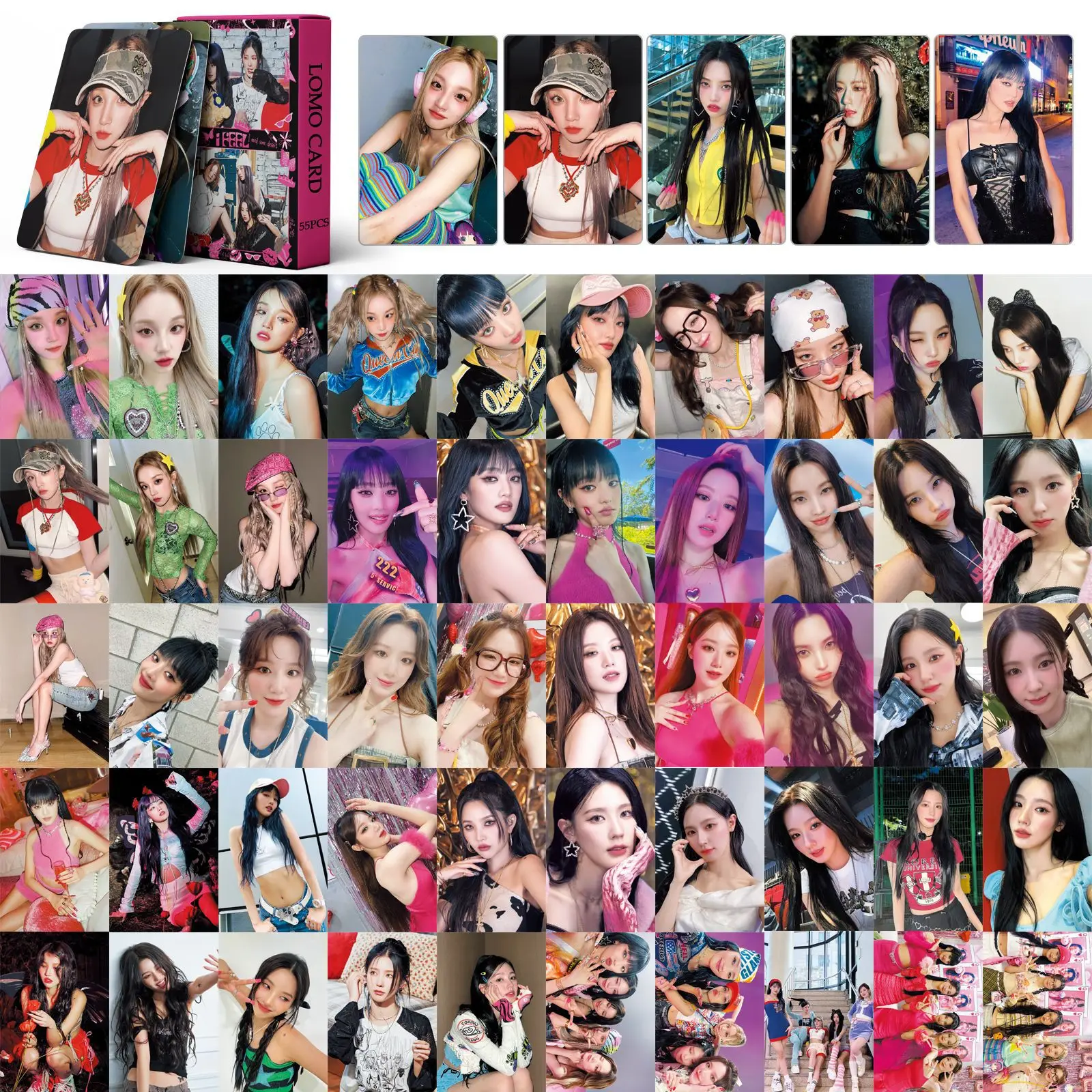 55Pcs/Set Kpop Idol (G) I-DLE Photocards New Album I FEEL Queen Card Lomo Cards GIDLE Ye Shuhua MINNIE Postcard Fans Gift