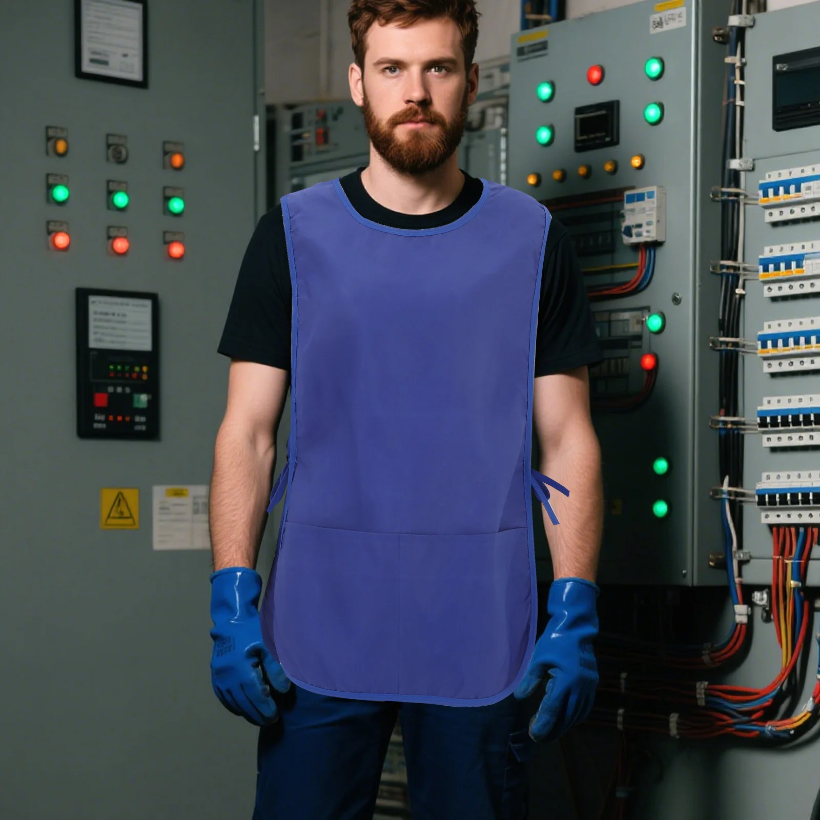 

2 шт., рабочий фартук для мужчин, кухонный фартук с карманами, сверхмощный фартук для чистки, жилет для салона, уборки, рабочая одежда