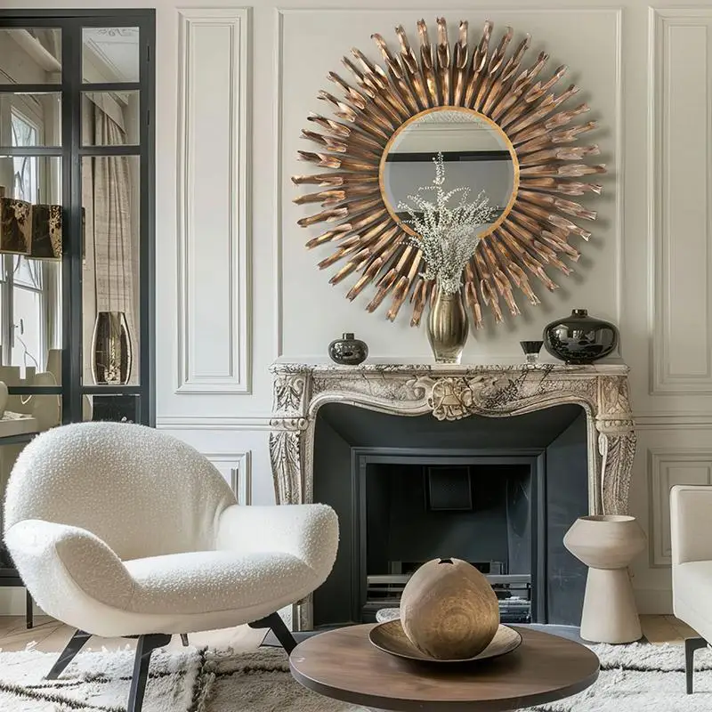 

Round Decorative Glasses Sunglasses Guest Dining Room Wall Mirror Bathroom Makeup French Retro