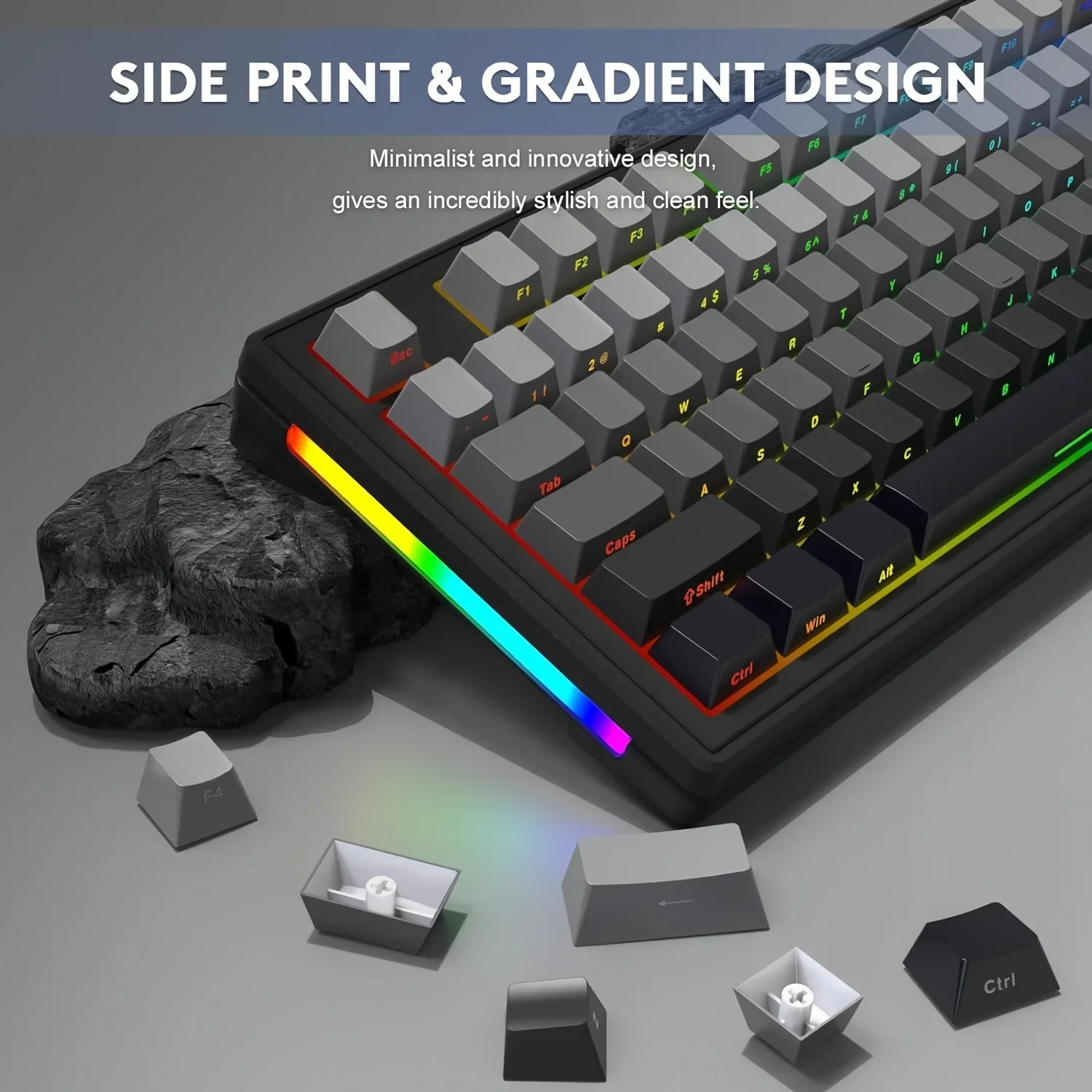 

Wireless Gaming Keyboard, Triple Mode-BT5.0/2.4GHz/Wired, 27 RGB Chroma Backlit, Gasket Mechanical Keyboard with Cus