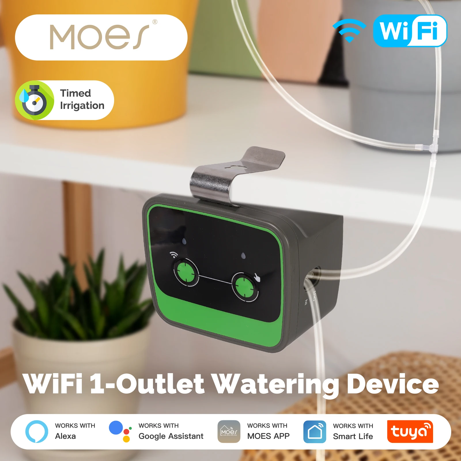 

Умный таймер полива MOES WiFi, система автоматического полива с приложением Tuya, голосовое управление Alexa/Google Home, дистанционный цикл и замачивание