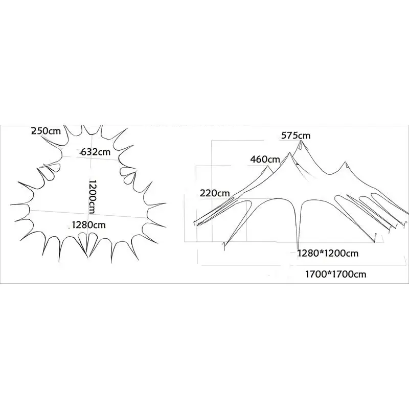قماش قماش محمول مقاوم للماء للتخييم في الهواء الطلق، غطاء مطر متعدد الوظائف ومأوى، كبير 289 ㎡   حقيبة الظهر بحجم الأسرة