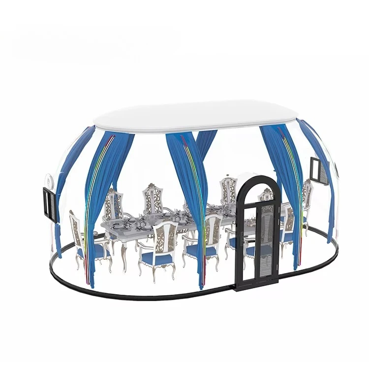 Oval Prefab Outdoor Geodesic Polycarbonate PC Glamping Clear Dome House