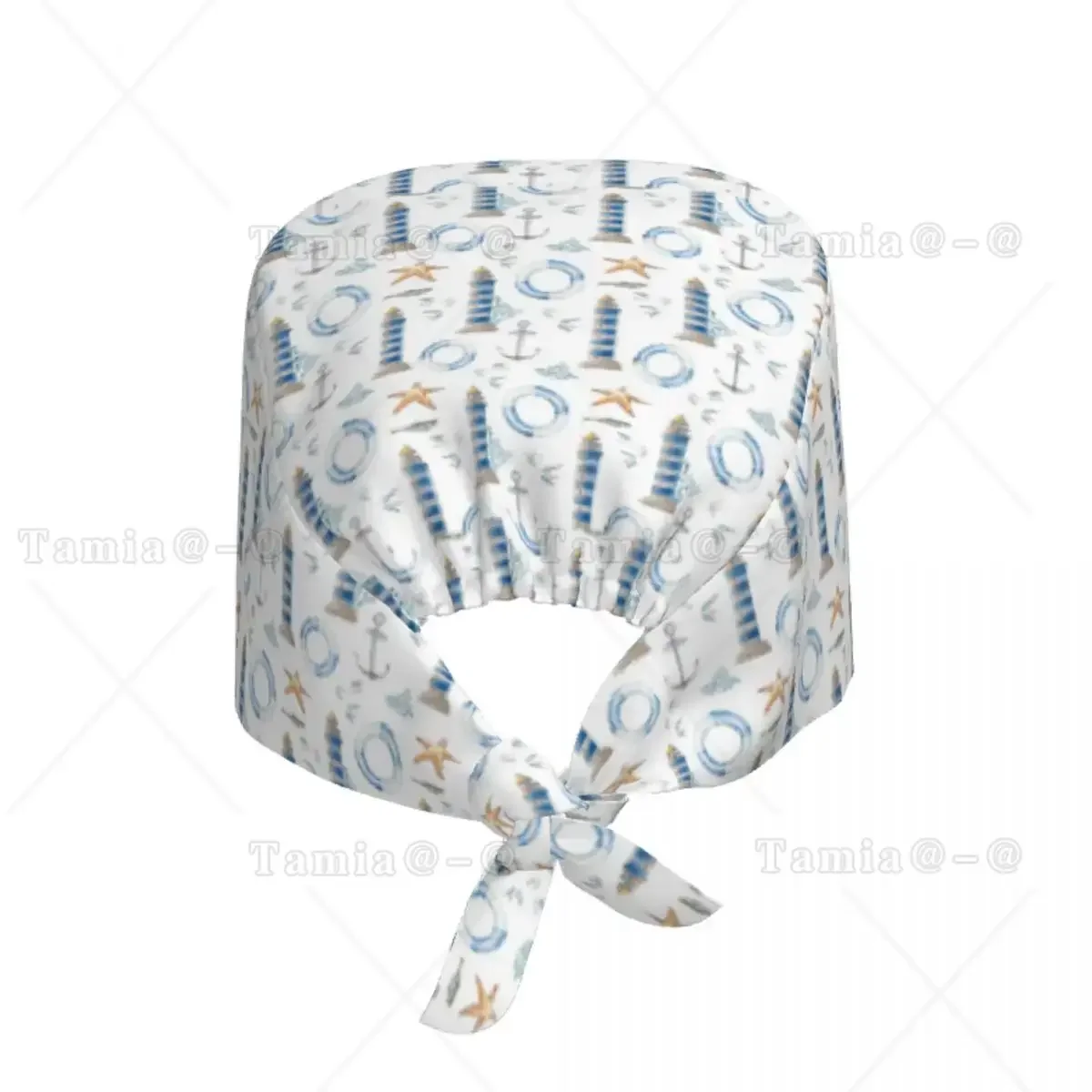 Custom Adjustable Ocean Nautical Lighthouse Working Hat Women Men Scrub Caps Scrub Nursing Doctor Surgeon Cap for Dentist