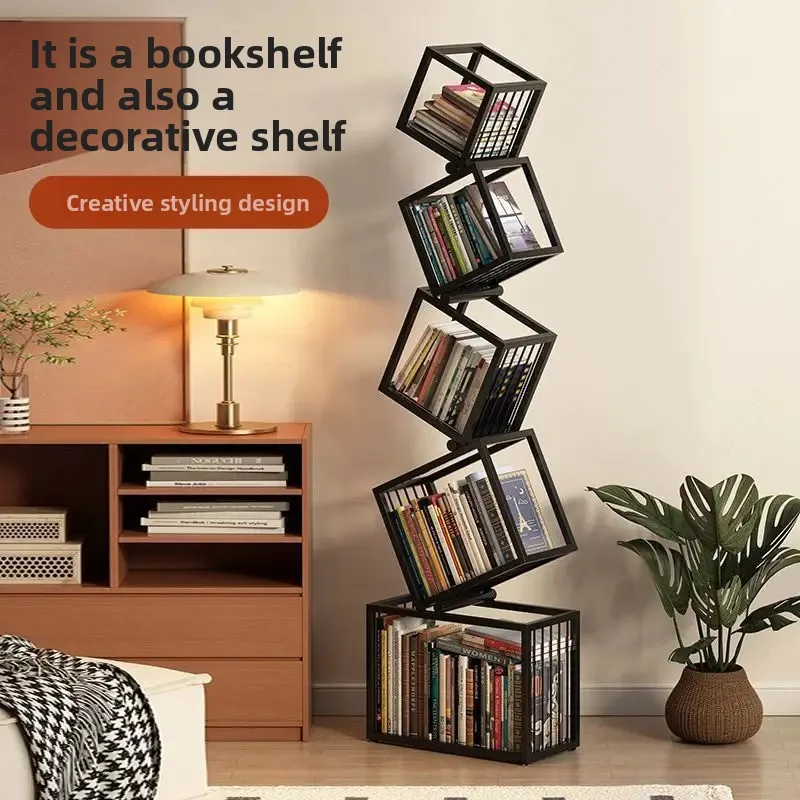 Bibliothèque invisible simple et moderne, étagère multicouche en fer forgé du sol au plafond