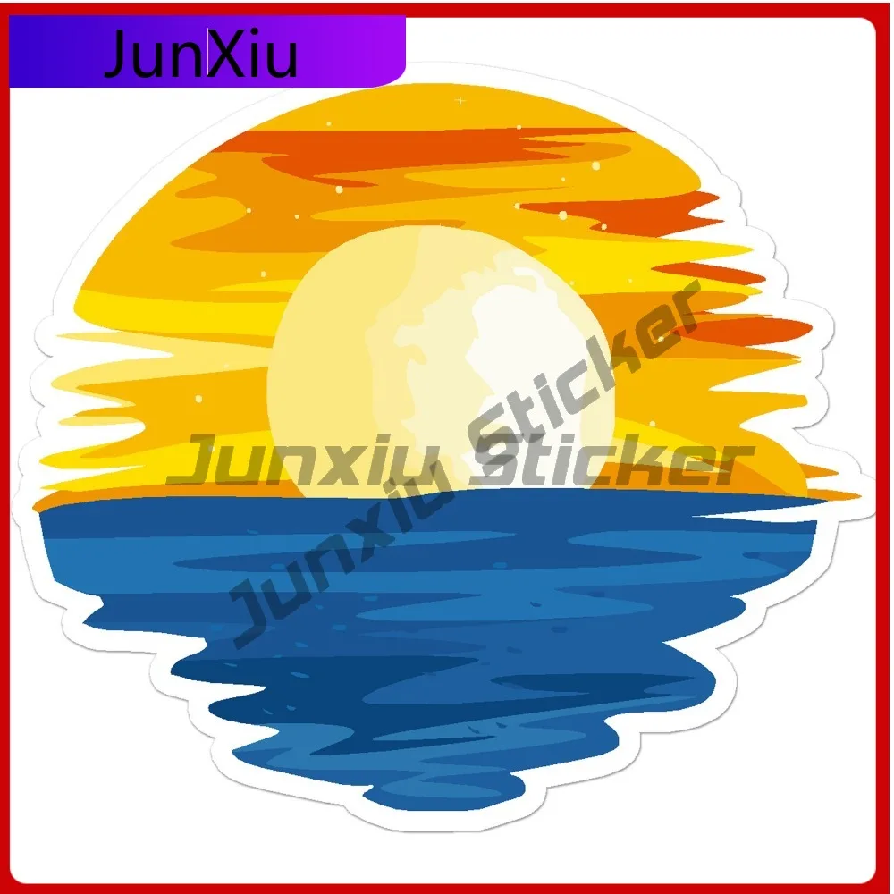 

Sunset Ocean Lake Unique Must Have Durable Aesthetic Bumper Decal Waterproof Vinyl Car Laptop Window Auto Exterior Gift Decor