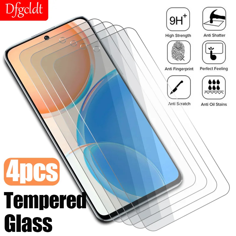 4Pcs Transparent Tempered Glass For Honor X9 X8 X7 X6 X5 X8a X7a 10X 9X 9A 8A 8C 50 70 Lite Play 20 30 40 Plus Protective Film