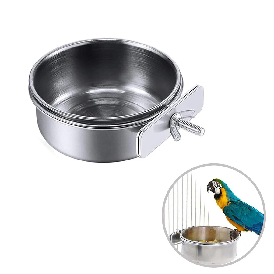 

Stainless Steel Food Bowls for Birds,Bird Feeding Dish Cups Parrot Water Feeder Bowl with Clamp Holder for Budgies Small Animal