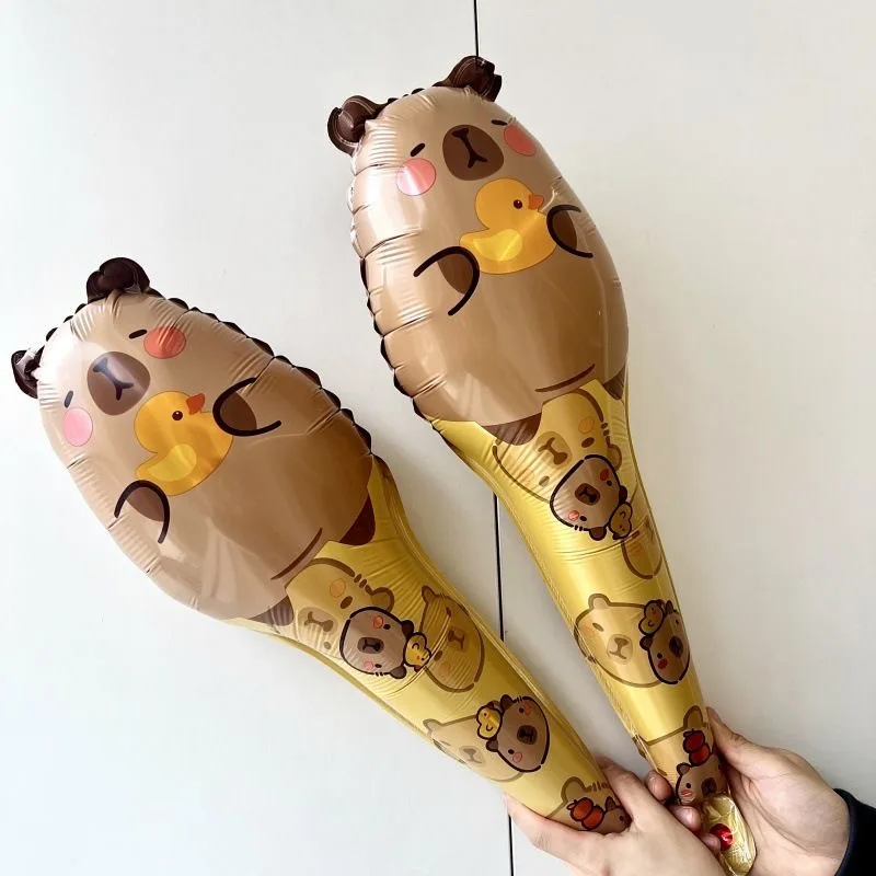 8/4pcs Cartoon Animal Capybara Balloon Hand stick Foil Balloon Set for Kids Birthday Baby Shower Party Decoration Supplies Set