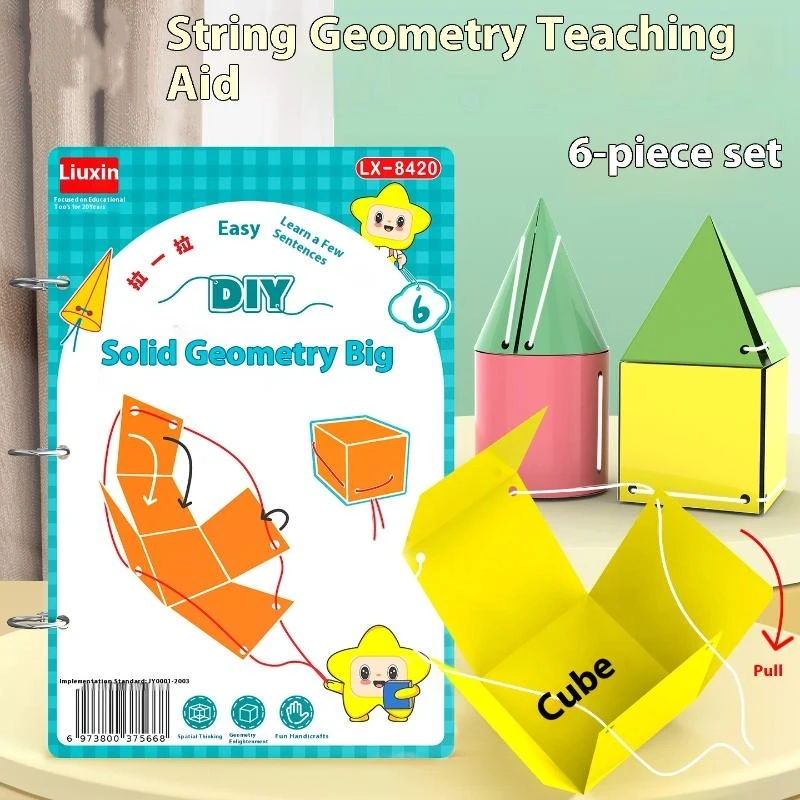 Montessori Educational 3D Geometry Quiet Book Set for Kids - DIY Math Learning Tracing Workbook for Spatial Thinking Training