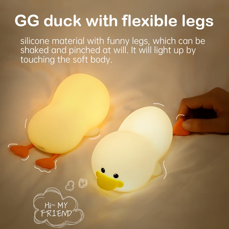 LED Night Light Cartoon Silicone Penguin Duck shape Bedside Decorative Sleep Lamp Touch Sensitive Night Light