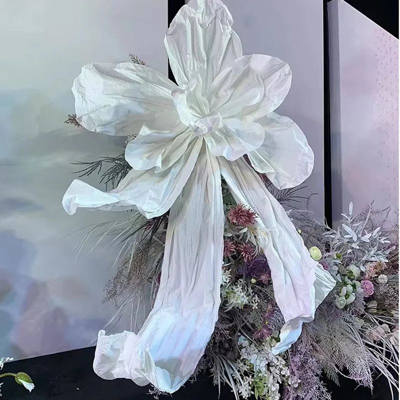 

Handmade Wrinkled Paper Flower Iris Artificial Marriage Decor Big Flower Event Wedding Party Backdrop Decor Stage Window Layout