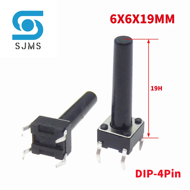 20/50PCS DIP 6X6X19mm 6*6*19mm DIP 4 Pin Tact Push Button Switch Micro Touch Button Reset switch Light touch Power key Switches