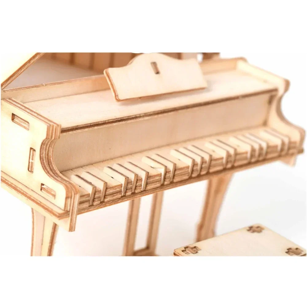 3D Piano Wooden Puzzle Kits Toys Building Blocks Set Montessori Educational Models Paintable DIY Assemble Gift for Teens Adults