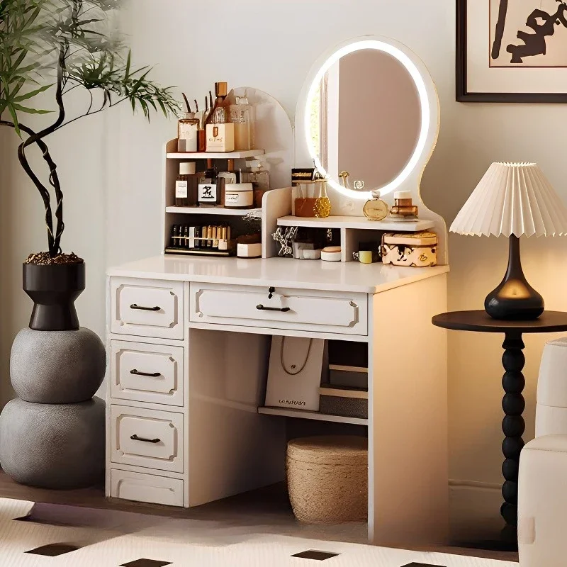 

Bedroom dresser storage cabinet integrated makeup mirror modern simple small apartment master bedroom bedside