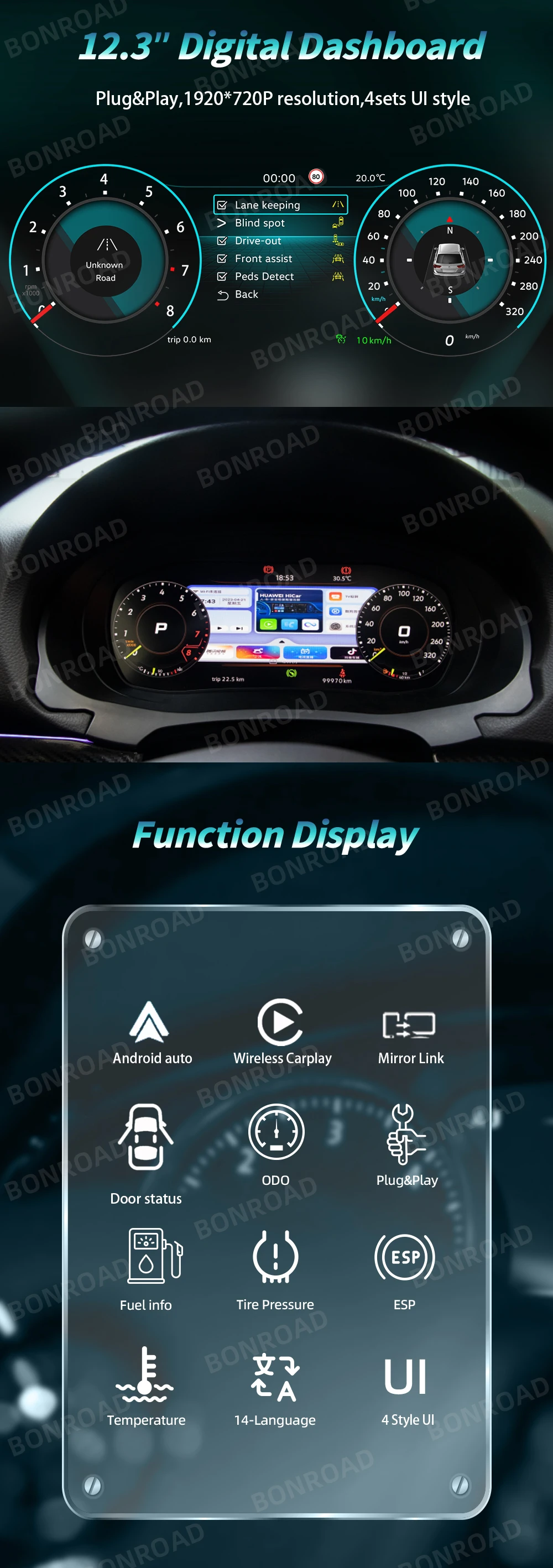 Digitales Armaturenbrett-Cluster, kabellos, CarPlay, Android Auto für ​ ​ Volkswagen VW Passat B6 B8 B7 CC Magotan Instrument Panel Cockpit – Detail 1
